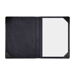Porte signature A4 en cuir noir