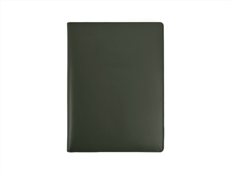 Porte signature A4 en cuir vert anglais