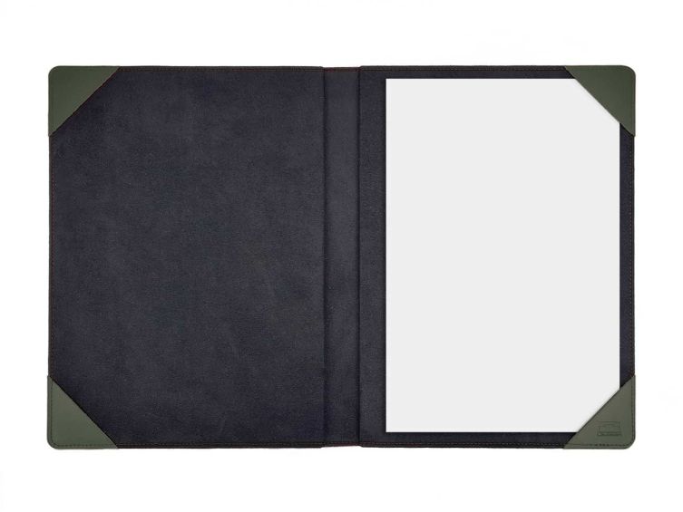 Porte signature A4 en cuir vert anglais