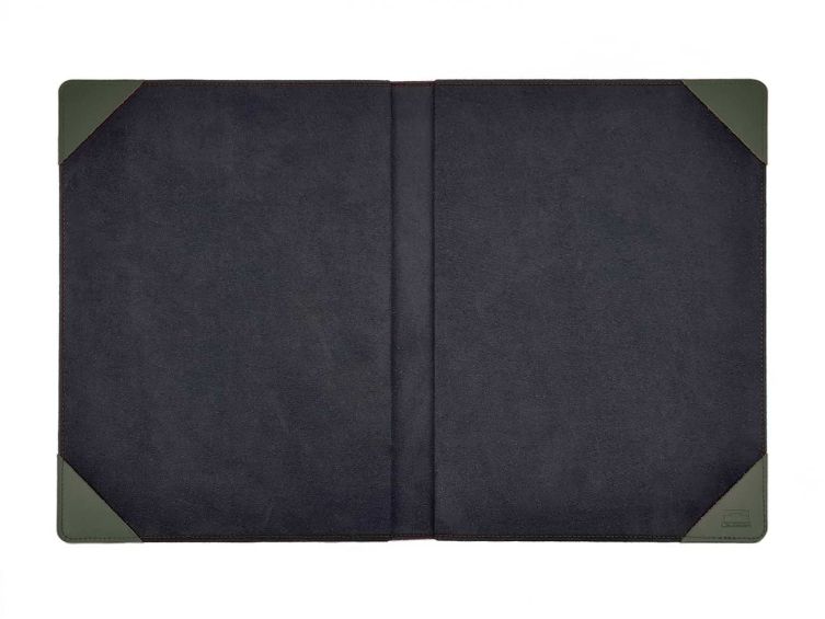 Porte signature A4 en cuir vert anglais