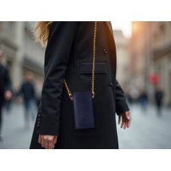 Pochette Honor 70 en cuir bleu avec chainette - PM-062-02