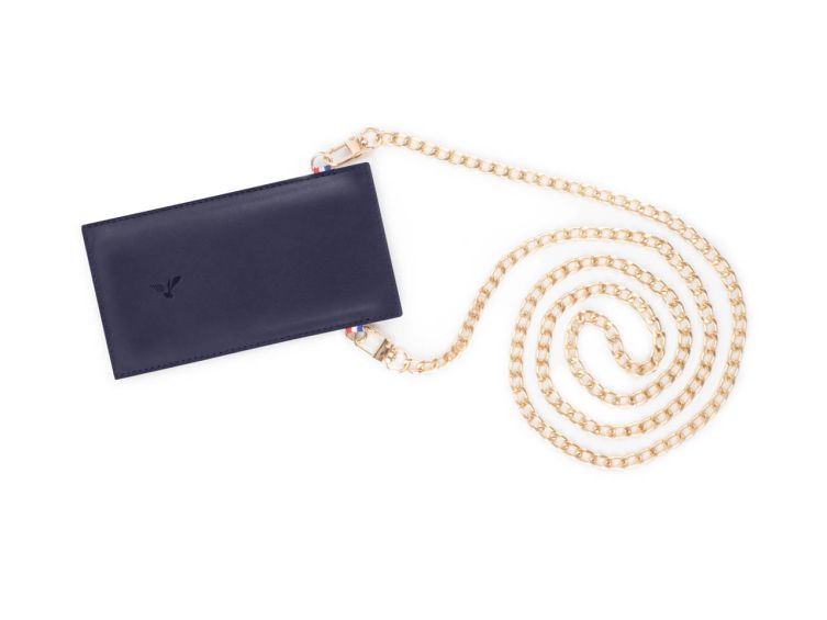 Pochette Honor 70 en cuir bleu avec chainette - PM-062-02