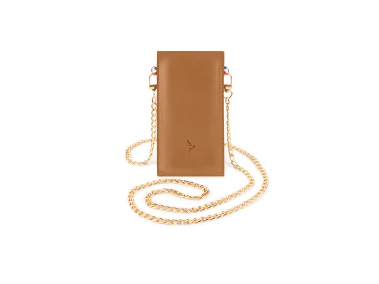 Pochette Honor Magic 6 Lite en cuir gold avec chainette - PM-059-02