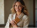 Pochette Honor Magic 6 Lite en cuir gold avec chainette - PM-059-02