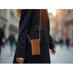 Pochette Galaxy S24+ en cuir gold avec chainette - PM-054-02