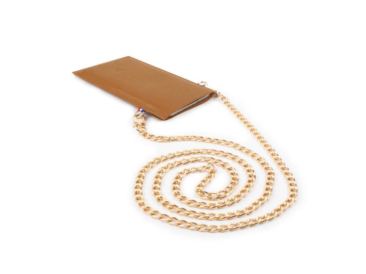 Pochette Galaxy S24 en cuir gold avec chainette - PM-055-02
