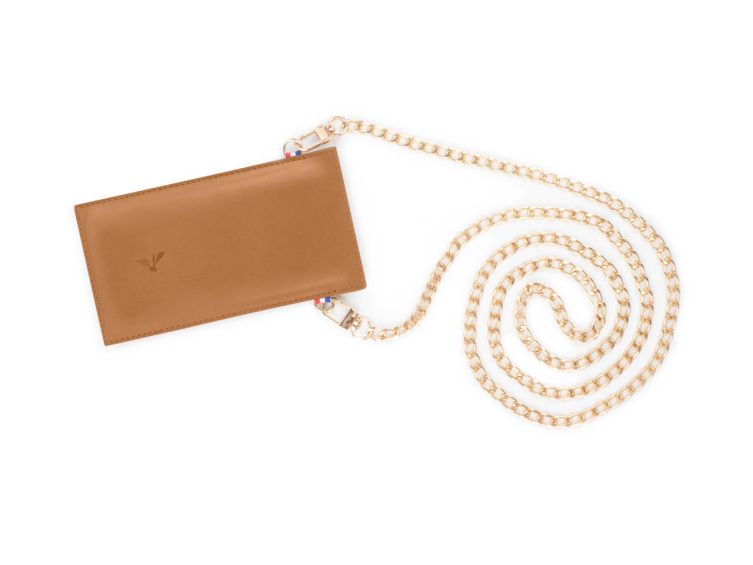 Pochette Galaxy S24 en cuir gold avec chainette - PM-055-02