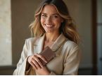 Pochette Galaxy S25 en cuir marron avec chainette - PM-050-02