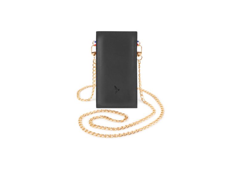 Pochette Honor Magic 6 Lite en cuir noir avec chainette - PM-059-02