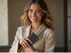 Pochette Galaxy S25+ en cuir noir avec chainette - PM-051-02