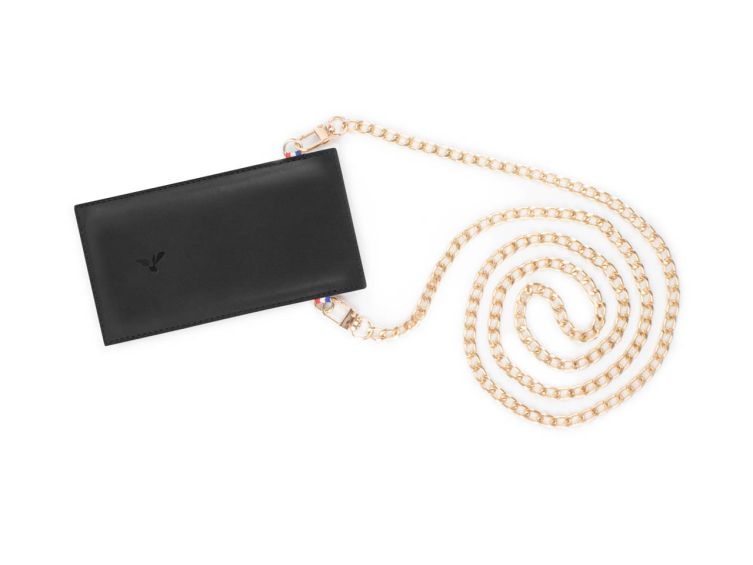 Pochette Galaxy S24+ en cuir noir avec chainette - PM-054-02
