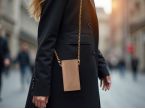 Pochette iPhone 16 Pro Max en cuir rosa avec chainette - PM-045-02