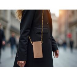 Pochette Galaxy A54 5G en cuir rosa avec chainette - PM-056-02
