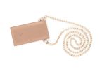 Pochette iPhone 16 Pro Max en cuir rosa avec chainette - PM-045-02