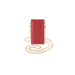 Pochette Galaxy S24+ en cuir rouge avec chainette - PM-054-02