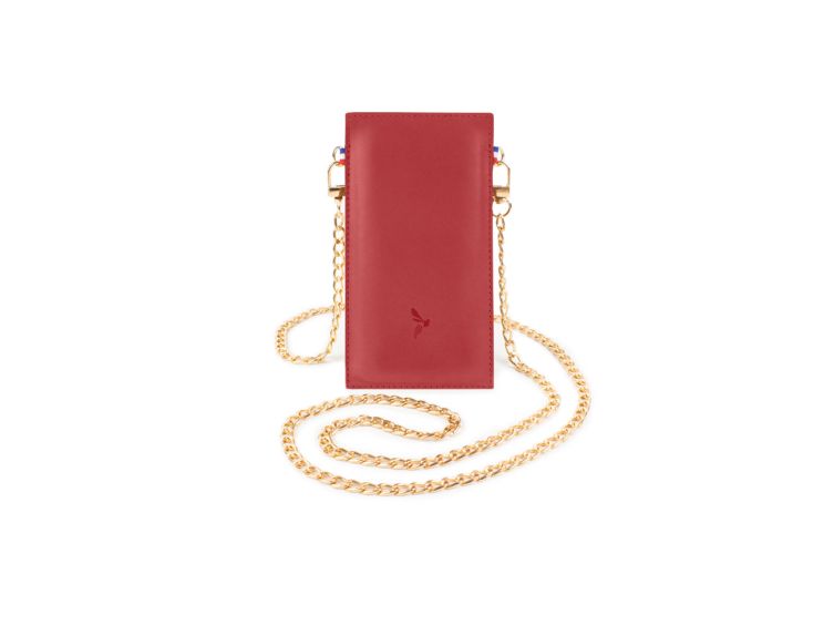 Pochette Honor Magic 6 Lite en cuir rouge avec chainette - PM-059-02