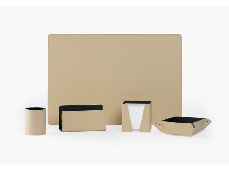 Coffret de bureau en cuir beige SM 5034 + PC+VP+CB+PL + coffret