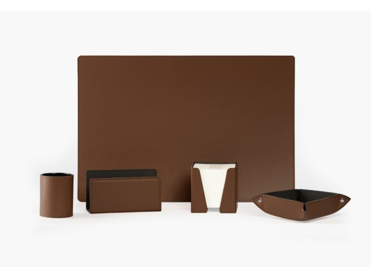 Coffret de bureau en cuir marron SM 5034 + PC+VP+CB+PL + coffret