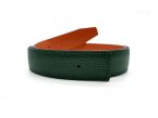 Ceinture cuir réversible 30mm compatible boucle Hermes, orange lisse et vert grainé - 5002