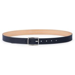 Ceinture cuir chic bleu marine, boucle rectangulaire, classique, argentée - 30mm - 5131