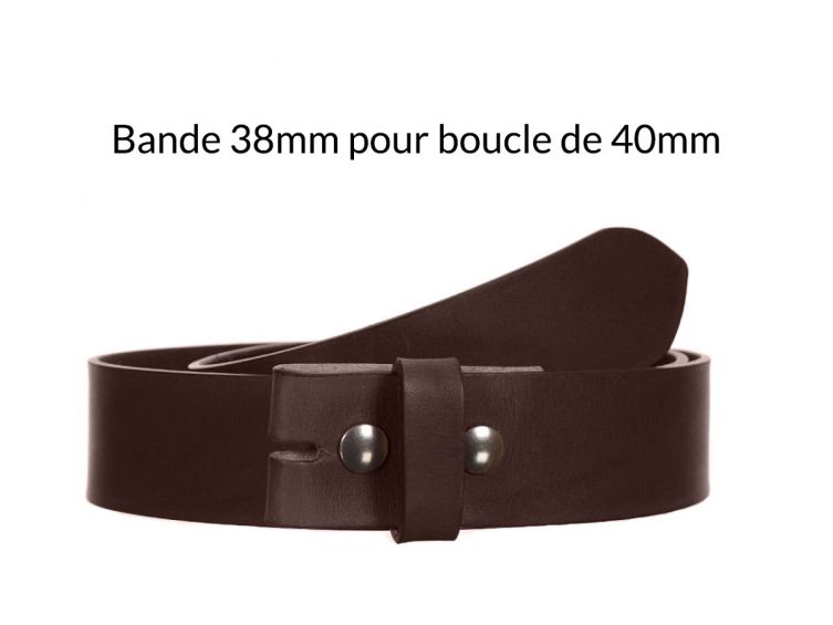 Ceinture en cuir sans boucle Marron foncé 40 mm 4003