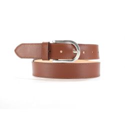 Ceinture cuir doublé gold, boucle rectangle acier poli 5029 