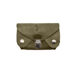 Porte-monnaie original en cuir vert kaki - 414
