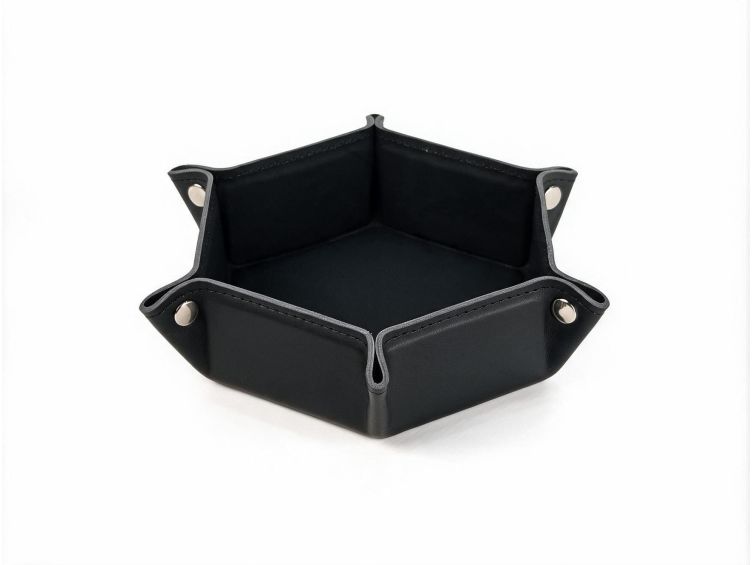 Vide poche hexagonal en cuir noir - VP504