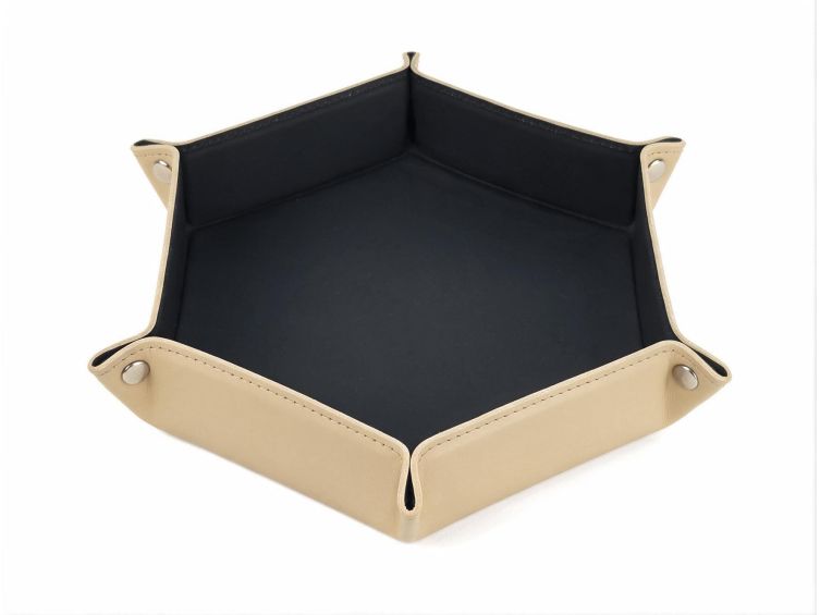 Vide poche hexagonal XL en cuir beige - VP506