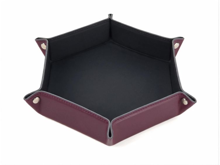 Vide poche hexagonal XL en cuir bordeaux - VP506