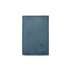 Porte-cartes minimaliste "Luxe" tout cuir bleu pétrole 2 Cartes - PM-017-01